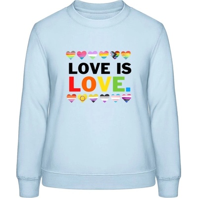 AWDis Sweat mikina Nápis Love is Love nebeská modrá