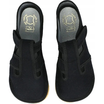 Čierne papuče pre chlapca Barefoot prezuvky na suchý zips