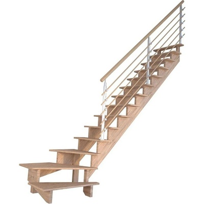 StarWood Schody Lindos dubové pravé 80cm otevřené design. dřev. zábradlí