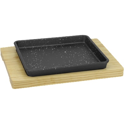 HORECANO HORECANO-Чугунено плато с дървена подложка 19x17xh2.3cm (HC-931308) (242925) (01931308)