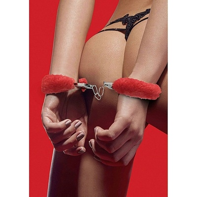 Ouch Beginners Handcuffs Furry Red