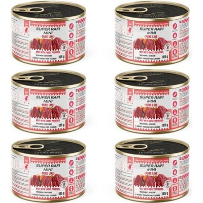 Super Rafi Mini Pure Line s hovězím masem a batáty pro psy malých plemen 6 x 185 g
