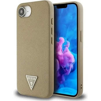 GUESS Калъф Guess Grained Triangle MagSafe за iPhone 16e - кафяв (3666339453404)