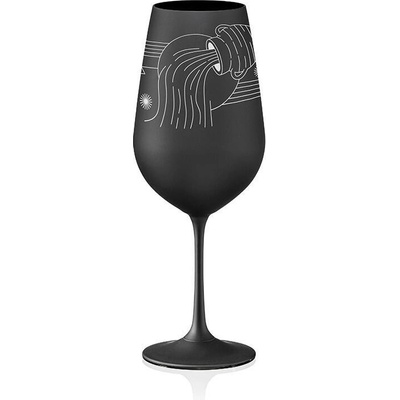 Crystalex Bohemia Crystal Sklenice na bílé i červené víno Viola černá znamení VODNÁŘ 550 ml