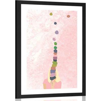 Plakát s paspartou dívka se zmrzlinou - 40x60 black