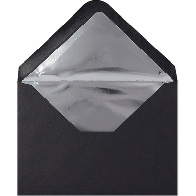 Vystlané obálky - 114 x 162 mm (C6) - Černá + stříbrná fólie