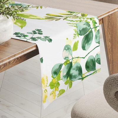 Biante bavlna behúň Sandra SA-244 Zelený eukalyptus na bielom 45x180 cm