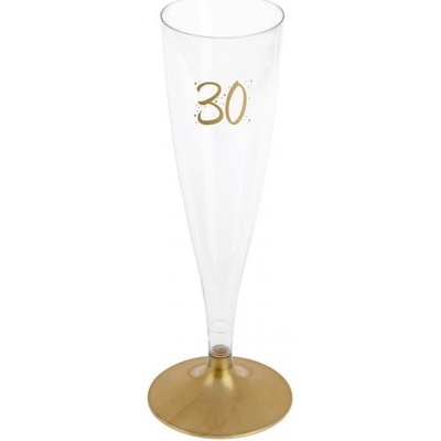Paris Dekorace Šampusky plastové 30. narozeniny zlaté 6 x 140 ml
