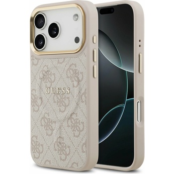GUESS PU Leather 4G Gold Frame MagSafe Заден Калъф за iPhone 17 Pro Розов Guess | Rozov | МЪЖЕ | UNI