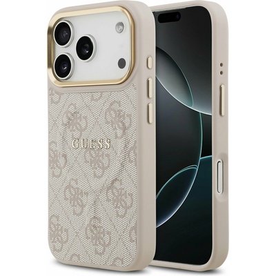 GUESS PU Leather 4G Gold Frame MagSafe Заден Калъф за iPhone 17 Pro Розов Guess | Rozov | ЖЕНИ | UNI