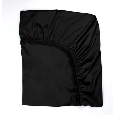Дилиос Долен чаршаф с ластик 180/200/25 см черен памучен сатен