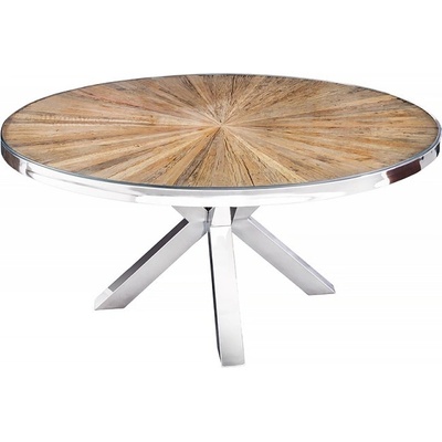 Anvicti3 Kulatý BARRACUDA 120 cm sklo masiv teak JS43622