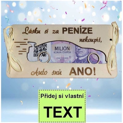 Bezvadný dárek Dřevěná obálka na peníze na auto