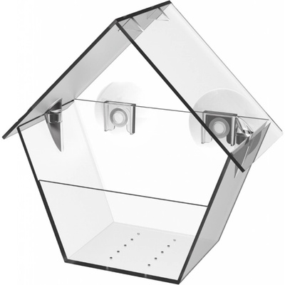 Esschert Design Krmítko pro ptáky s přísavkami Clear 15 x 15 x 9 cm plast transparentní