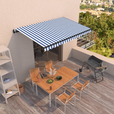 VidaXL Automatická zatahovací markýza 400 x 350 cm modrobílá