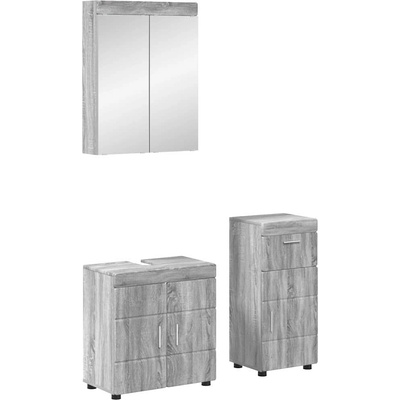 vidaXL Комплект мебели за баня TULUM 3 бр. Сив Сонома 60 x 34 x 63 см (3398030)