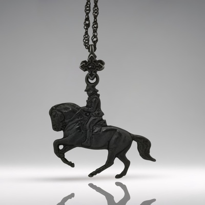 Конен спорт - Мъжки медальон „Ездач (обездка) - Оксидирано сребро 925 - Ръчно изработено бижу/талисман - Идеален подарък за мъж - ssj