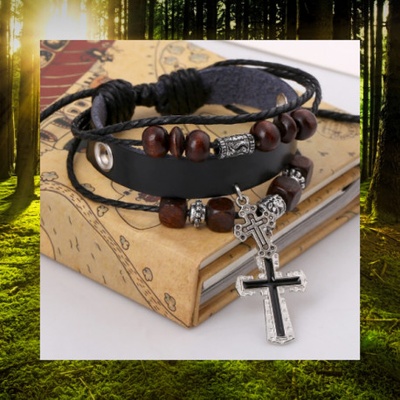 DN kožený náramok s korálkami Handmade 14 mix farieb