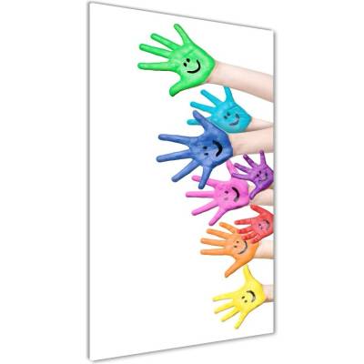Vertikálny foto obraz sklo tvrdené Pomaľované dlane 50x100 cm