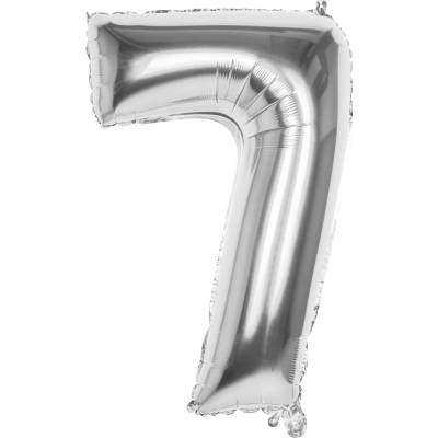 balónek číslo 7 stříbrný 40 cm