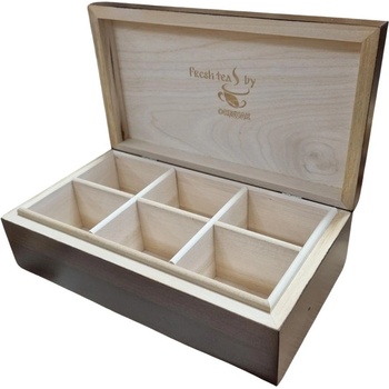 Дървена кутия за чай с 6 отделения и избор между 2 цвята