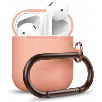 elago Калъф за слушалки Elago Hang Silicone Case EAPSC-HANG-PE, за Apple AirPods, силиконов, оранжев (EAPSC-HANG-PE)