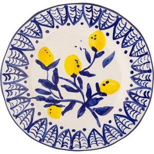 Bloomingville Бяла/синя глинена чиния за сервиране ø 27 cm Maxima - Bloomingville (82061673)