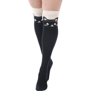 Pamela mann чорапи над коляното PAMELA MANN - Cat Over - Черни/Телесно бежово - PM1110