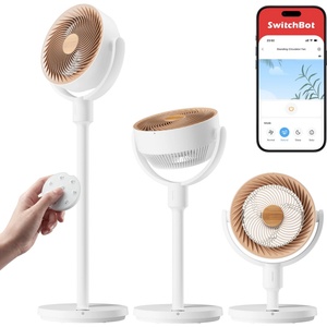 SwitchBot pedestal fan with air circulation with RGB lighting, 22 dB ultra-quiet, remote control, Matter via hub, 9.15 m³/min airflow, height adjustable, 4 modes, 9 speeds, 9h timer - W3800520 (W3800520)