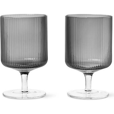 ferm LIVING чаша за вино RIPPLE 270 ml, комплект от 2 бр. , сив, твърди LIVING (FERM100489112)