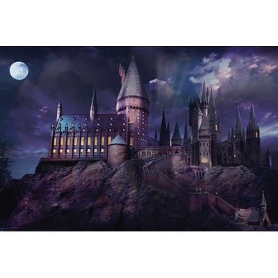 Umelecká tlač Harry Potter - Hogwarts night, 40 × 26.7 cm