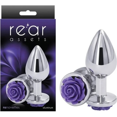 Алуминиев анален плъг, лилава роза, 8, 8см. - Rose Buttplug Medium (NSTOYS0884)