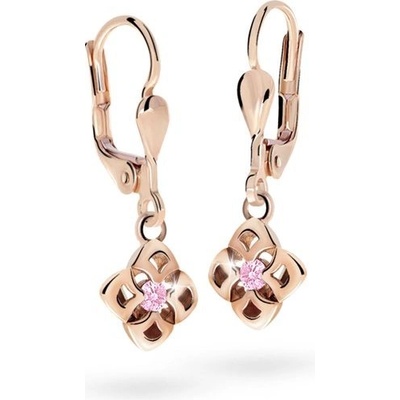 Danfil dětské náušnice C2258 z růžového zlata s kamínky Pink zapínání klapka