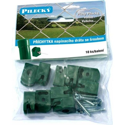 Příchytka napínacího drátu, se šroubem plastový díl zelená, balení 10 ks