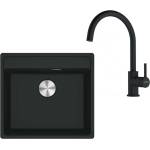Franke - Кухненски комплект G274MČ, мивка Fragranite MRG 610-52 RTL и смесител FC 6018.901, матово черно 114.0700. 787 (114.0700.787) Мивка за вграждане