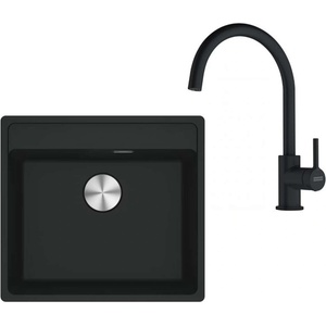 Franke - Кухненски комплект G274MČ, мивка Fragranite MRG 610-52 RTL и смесител FC 6018.901, матово черно 114.0700. 787 (114.0700.787) Мивка за вграждане