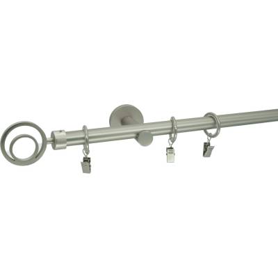 Kovovégarnýže Garnýž Orbio modern 19 mm matný nikl Jednořadá prodloužená 180 cm Bez kroužků (na tunýlek)