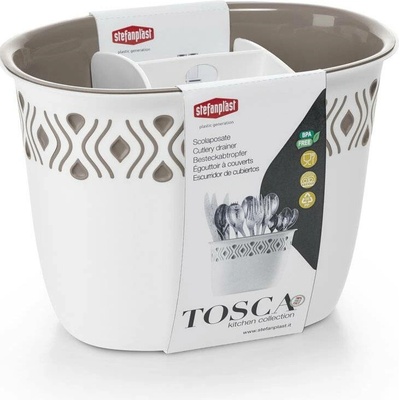 STEFANPLAST Odkapávač na příbory Tosca bílý/světle šedý