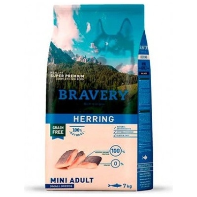 Bravery Herring Mini Breeds Adult Dog - Пълноценна храна за израснали кучета от дребни и мини породи с херинга 7 кг