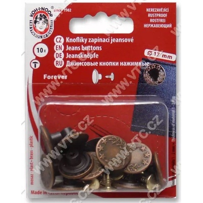 Knoflík riflový FOREVER 7 staroměď, antik - blistr - 86117