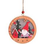 Atmosphera Wooden Christmas Gnome Lamp and House - Round