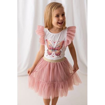Lily Grey dívčí tričko s motýlkem a volánkovými rukáv – Zboží Dáma