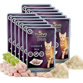 NUEVO CAT Sterilised Chicken & Rice 12 x 85 g