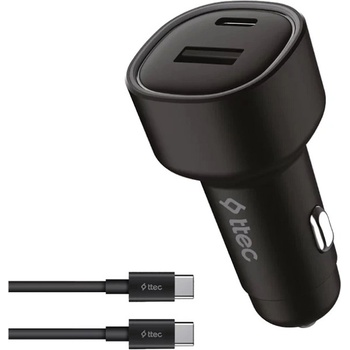 Ttec Зарядно за кола ttec - SmartCharger Duo PD, 48W, USB-C/USB-A, черно (8694470826622)