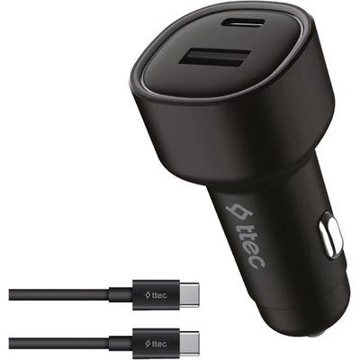 Ttec Зарядно за кола ttec - SmartCharger Duo PD, 48W, USB-C/USB-A, черно (8694470826622)