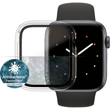 Panzer Стъклен протектор за часовник със силиконова рамка PanzerGlass за Apple watch Series 4/5/6/SE 44mm, AntiBacteria - Прозрачна рамка, 118446