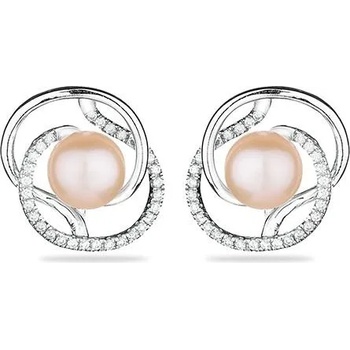 Image 1 of Swan Сребърни обици с естествена перла и цирконий FN596ER Swan