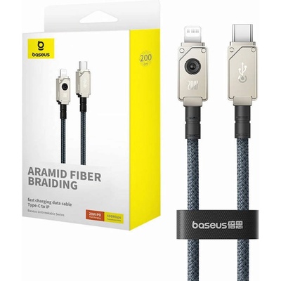 Baseus Изключително здрав USB-C към Lightning кабел за Apple устройства с Lightning порт (200 см) - Baseus Aramid Fiber Braiding USB-C to Lightning Cable PD 20W (P10355803221-01) (син) (P10355803221-01)