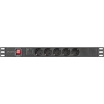 Lanberg PDU 19" 1U 10A 2M 5x Schuko, черно, със защита срещу пренапрежение (PDU-05F-0200-IEC-BK) (PDU-05F-0200-IEC-BK)