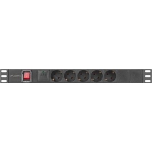 Lanberg PDU 19" 1U 10A 2M 5x Schuko, черно, със защита срещу пренапрежение (PDU-05F-0200-IEC-BK) (PDU-05F-0200-IEC-BK)